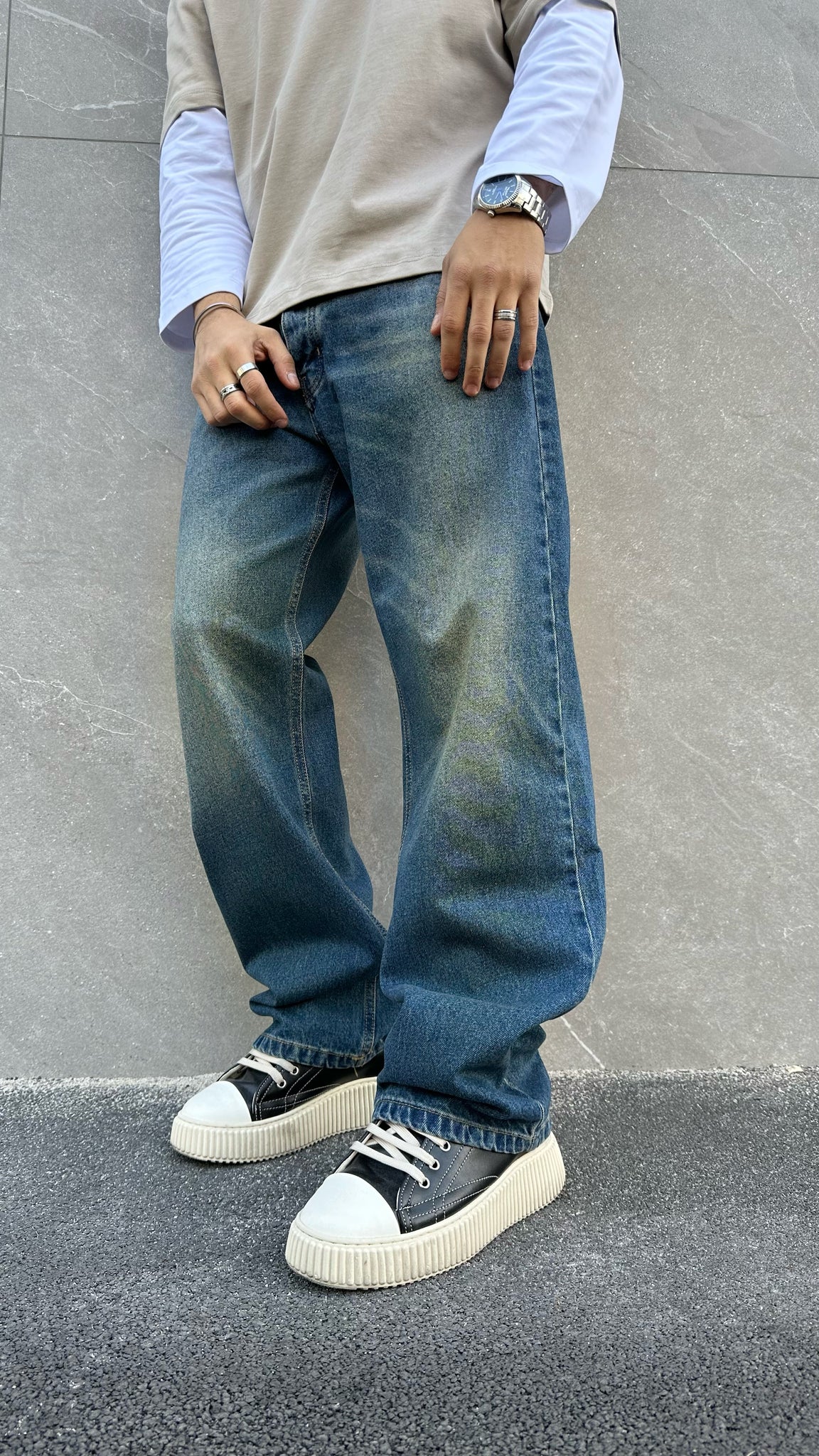 jeans baggy sabbiato